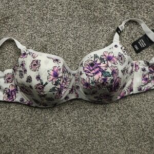 Torrid Curve Bra Women's 40F White Floral Balconette Lightly Lined Full Coverage